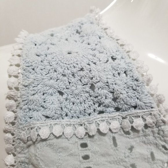 Joie top Small floral eyelet v-neck pom trim crochet detailing sleeveless v-neck - Picture 6 of 11